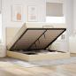 Preview: ARDEBO.de - Ottoman-Bett mit Matratzen & LEDs Creme 200x200 cm Stoff