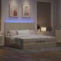 Preview: Ottoman-Bett mit Matratzen & LEDs Creme 200x200 cm Stoff