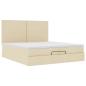 Preview: Ottoman-Bett mit Matratzen & LEDs Creme 200x200 cm Stoff