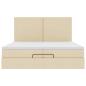 Preview: Ottoman-Bett mit Matratzen & LEDs Creme 200x200 cm Stoff