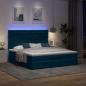 Preview: Ottoman-Bett mit Matratzen & LEDs Dunkelblau 180x200 cm Samt