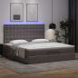 Preview: Ottoman-Bett mit Matratzen & LEDs Grau 200x200 cm Kunstleder