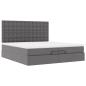 Preview: Ottoman-Bett mit Matratzen & LEDs Grau 200x200 cm Kunstleder