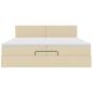 Preview: Ottoman-Bett mit Matratzen & LEDs Creme 200x200 cm Stoff