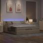 Preview: Ottoman-Bett mit Matratzen & LEDs Creme 200x200 cm Stoff