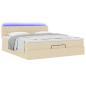 Preview: Ottoman-Bett mit Matratzen & LEDs Creme 200x200 cm Stoff