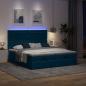 Preview: Ottoman-Bett mit Matratzen & LEDs Dunkelblau 180x200 cm Samt