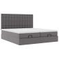 Preview: Ottoman-Bett mit Matratzen & LEDs Grau 200x200 cm Kunstleder