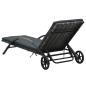 Preview: Sonnenliege mit Kissen und Rädern Poly Rattan Anthrazit