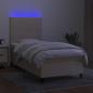Preview: Boxspringbett mit Matratze & LED Creme 90x190 cm Stoff