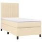 Preview: Boxspringbett mit Matratze & LED Creme 90x190 cm Stoff