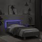 Preview: Bettgestell mit Kopfteil und LED-Leuchten Grau Sonoma 90x200 cm