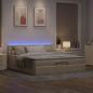 Preview: Ottoman-Bett mit Matratzen & LEDs Creme 200x200 cm Stoff
