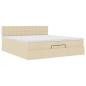 Preview: Ottoman-Bett mit Matratzen & LEDs Creme 200x200 cm Stoff