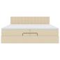 Preview: Ottoman-Bett mit Matratzen & LEDs Creme 200x200 cm Stoff