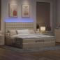 Preview: Ottoman-Bett mit Matratzen & LEDs Creme 200x200 cm Stoff