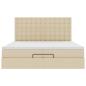 Preview: Ottoman-Bett mit Matratzen & LEDs Creme 200x200 cm Stoff