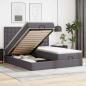 Preview: ARDEBO.de - Ottoman-Bett mit Matratzen Grau 160x200 cm Kunstleder