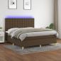 Preview: ARDEBO.de - Boxspringbett mit Matratze & LED Dunkelbraun 160x200 cm Stoff