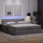 Preview: Ottoman-Bett mit Matratzen & LEDs Grau 200x200 cm Kunstleder
