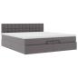 Preview: Ottoman-Bett mit Matratzen & LEDs Grau 200x200 cm Kunstleder