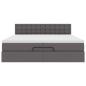 Preview: Ottoman-Bett mit Matratzen & LEDs Grau 200x200 cm Kunstleder