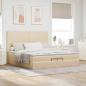 Preview: Ottoman-Bett mit Matratzen Creme 200x200 cm Stoff