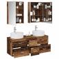 Preview: Badezimmermöbel-Set 5 stk. Altholz Ingenieurholz und Glas