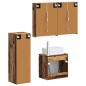 Preview: Badezimmermöbel-Set 4 stk. Altholz Ingenieurholz und Glas