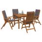Preview: 5-teiliges Garten-Esszimmer-Set Natur Massivholz Akazie