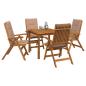 Preview: 5-teiliges Garten-Esszimmer-Set Natur Massivholz Akazie