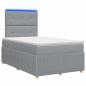 Preview: LED Boxspringbett mit Matratze Hellgrau 120 x 200 cm Stoff