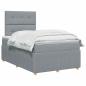 Preview: LED Boxspringbett mit Matratze Hellgrau 120 x 200 cm Stoff