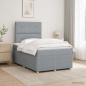 Preview: LED Boxspringbett mit Matratze Hellgrau 120 x 200 cm Stoff