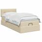 Preview: Ottoman Bett mit Matratze mit Kopfteil Creme 100 x 200 cm Stoff