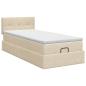 Preview: Ottoman Bett mit Matratze mit Kopfteil Creme 100 x 200 cm Stoff