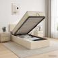 Preview: ARDEBO.de - Ottoman Bett mit Matratze mit Kopfteil Creme 100 x 200 cm Stoff