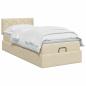 Preview: Ottoman Bett mit Matratze mit Kopfteil Creme 100 x 200 cm Stoff