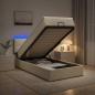 Preview: ARDEBO.de - Ottoman-Bett mit Matratze und LED Creme 100 x 200 cm Stoff