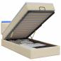 Preview: Ottoman-Bett mit Matratze und LED Creme 100 x 200 cm Stoff