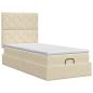 Preview: Ottoman Bett mit Matratze mit Kopfteil Creme 100 x 200 cm Stoff