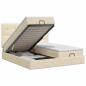 Preview: Ottoman Bett mit Matratze mit Kopfteil 2 Stk. Creme Stoff