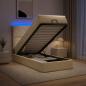 Preview: ARDEBO.de - Ottoman-Bett mit Matratze und LED Creme 100 x 200 cm Stoff
