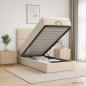 Preview: Ottoman-Bett mit Matratze und LED Creme 100 x 200 cm Stoff