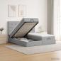 Preview: Ottoman-Bett mit Matratze und LED Hellgrau 200 x 200 cm Stoff