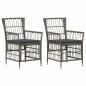 Preview: Gartenst?hle 2 stk. Grau PE Rattan, Stahl und Polyesterstoff