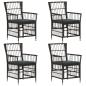 Preview: Gartenst?hle 4 stk. Schwarz PE Rattan, Stahl und Polyesterstoff