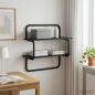 Preview: ARDEBO.de - 2-stufiges Wandregal Schwarz Eichen-Optik 40 x 24,5 x 61 cm