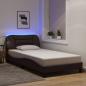 Preview: ARDEBO.de - Bettgestell mit LED ohne Matratze "Hvar" Dunkelbraun 100x200 cm Stoff