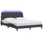 Preview: Bettgestell mit LED ohne Matratze Dunkelbraun 160x200 cm Stoff